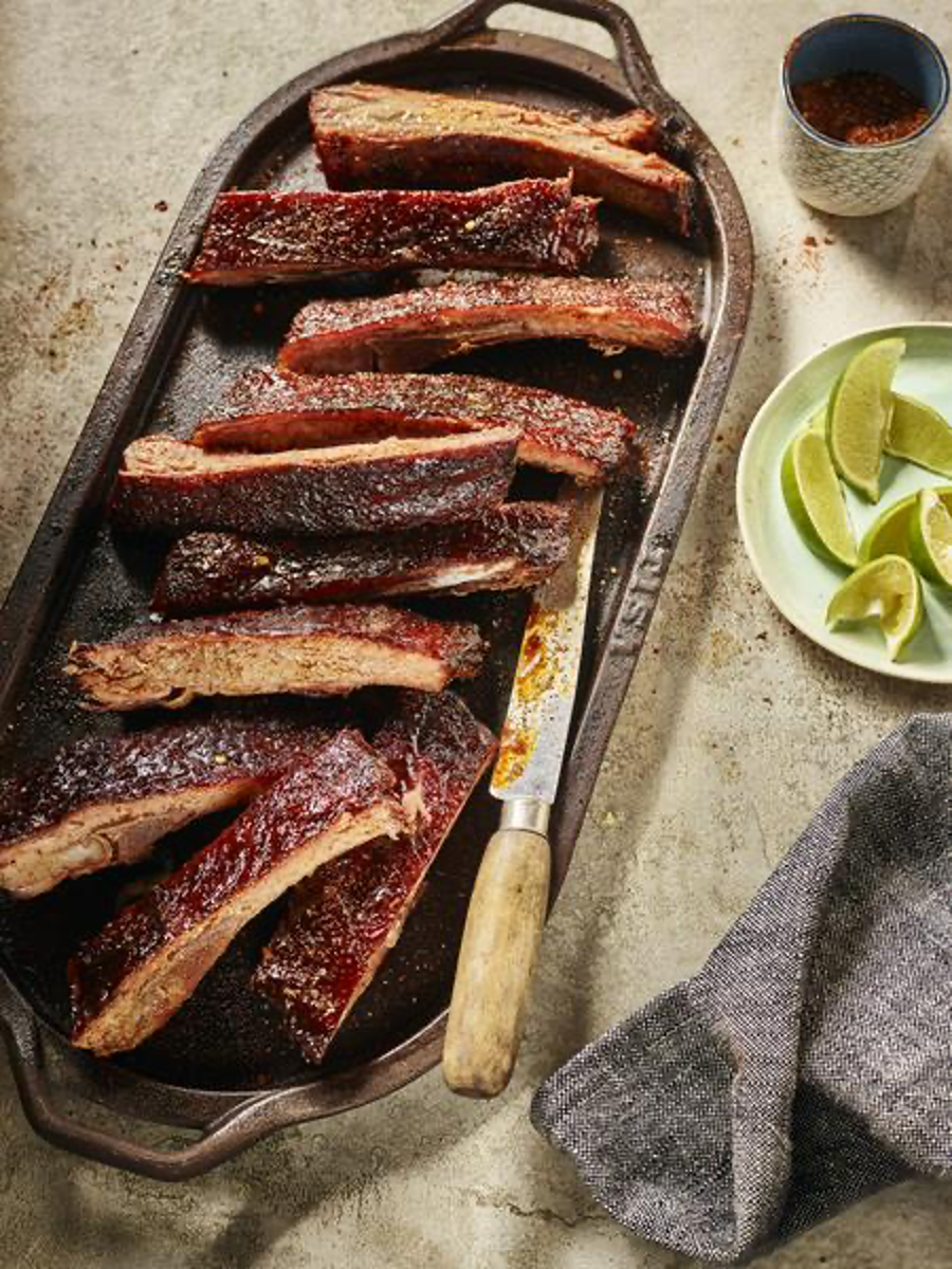 Pomegranate Glazed Pork Ribs with Smoked Chili