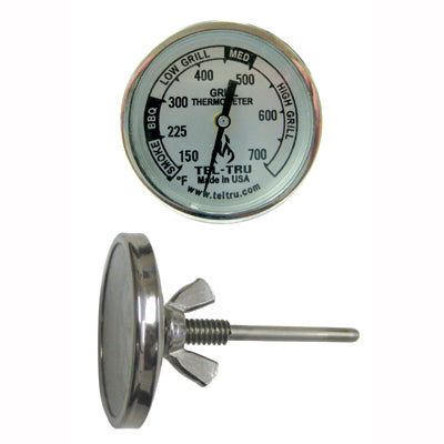 Tel-Tru BBQ Thermometer - BQ100 - 1.75” Dial, 2.13” Stem (suit Weber/Kettles)