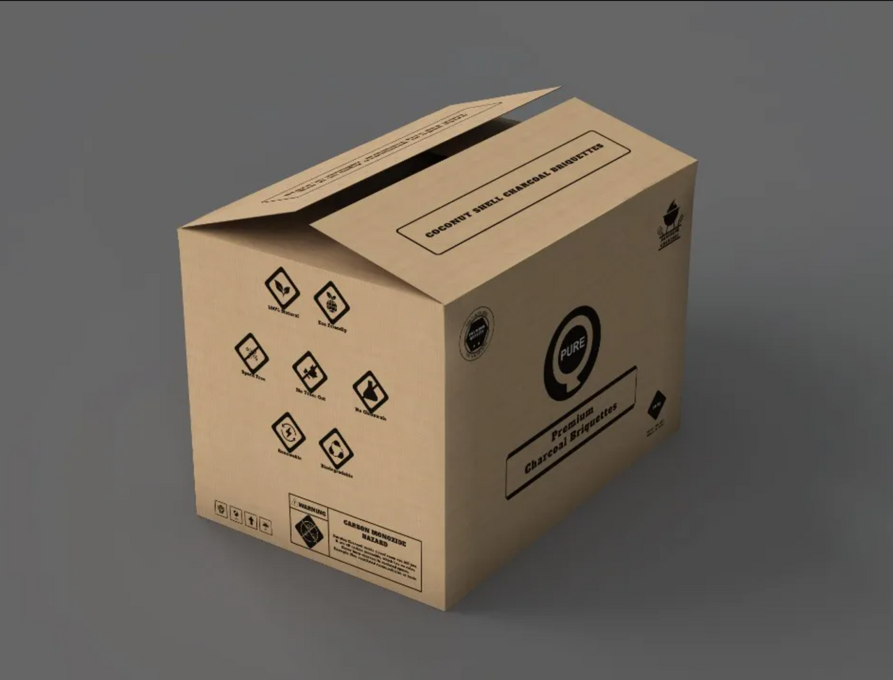 PureQ Premium Coco-Shell Charcoal Briquettes - 1 Pallet (70 Boxes)